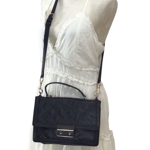Michael Kors Black Micro Stud Callie Quilted Medium Crossbody Messenger - Picture 3 of 16